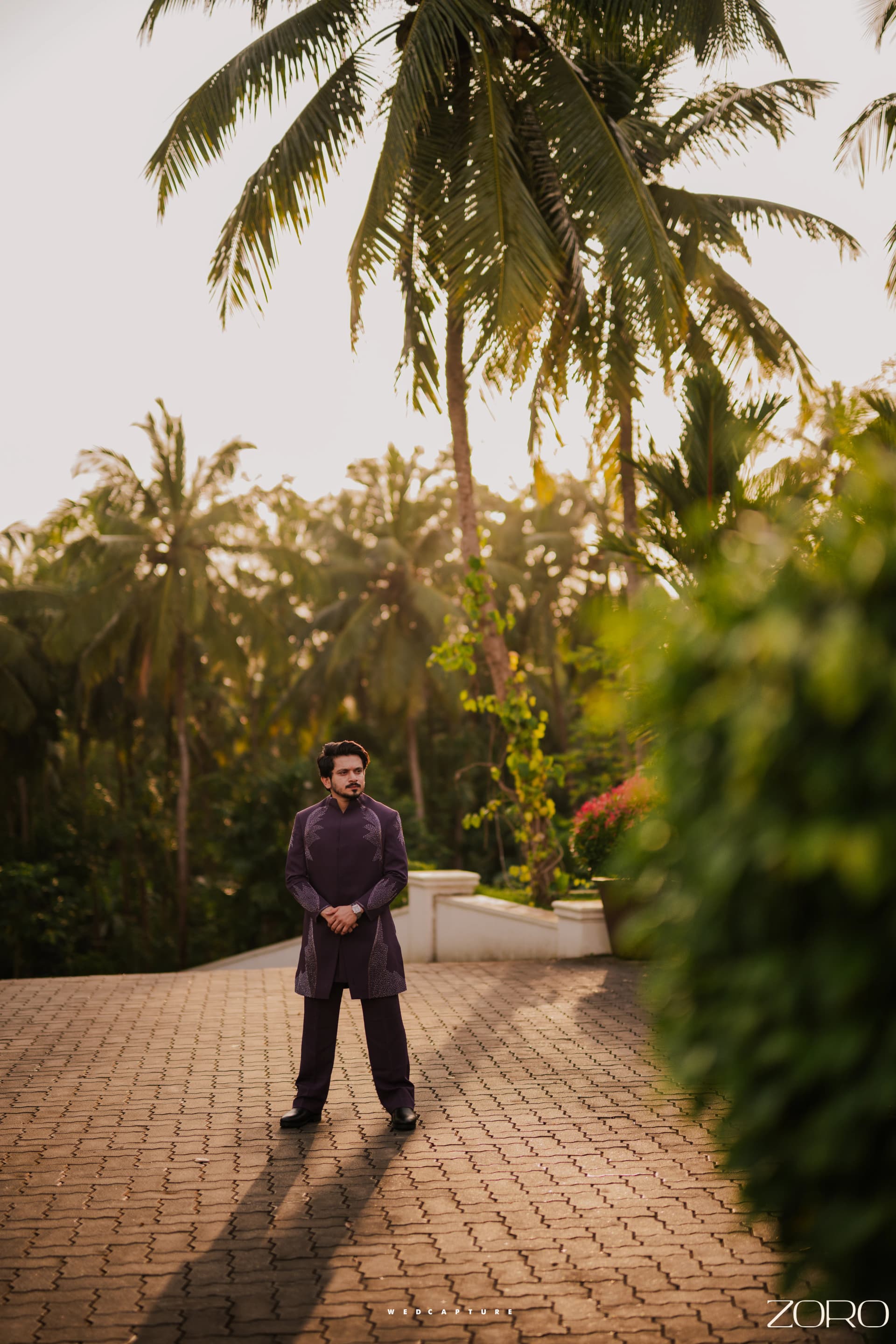 Groom in classic tailored tuxedo